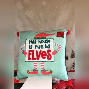 ST Nicholas Square Festive Elves Throw Pillow.